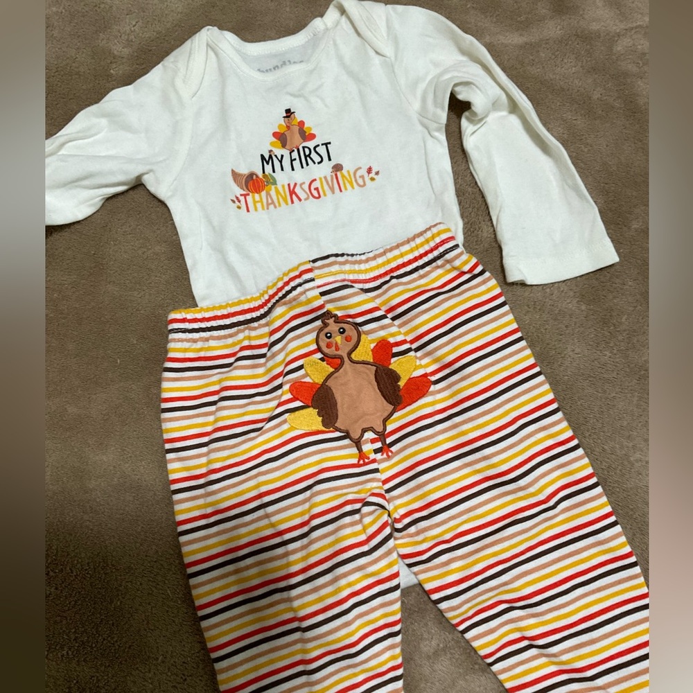 Thanksgiving Kids Matching Set - White and Multicolor